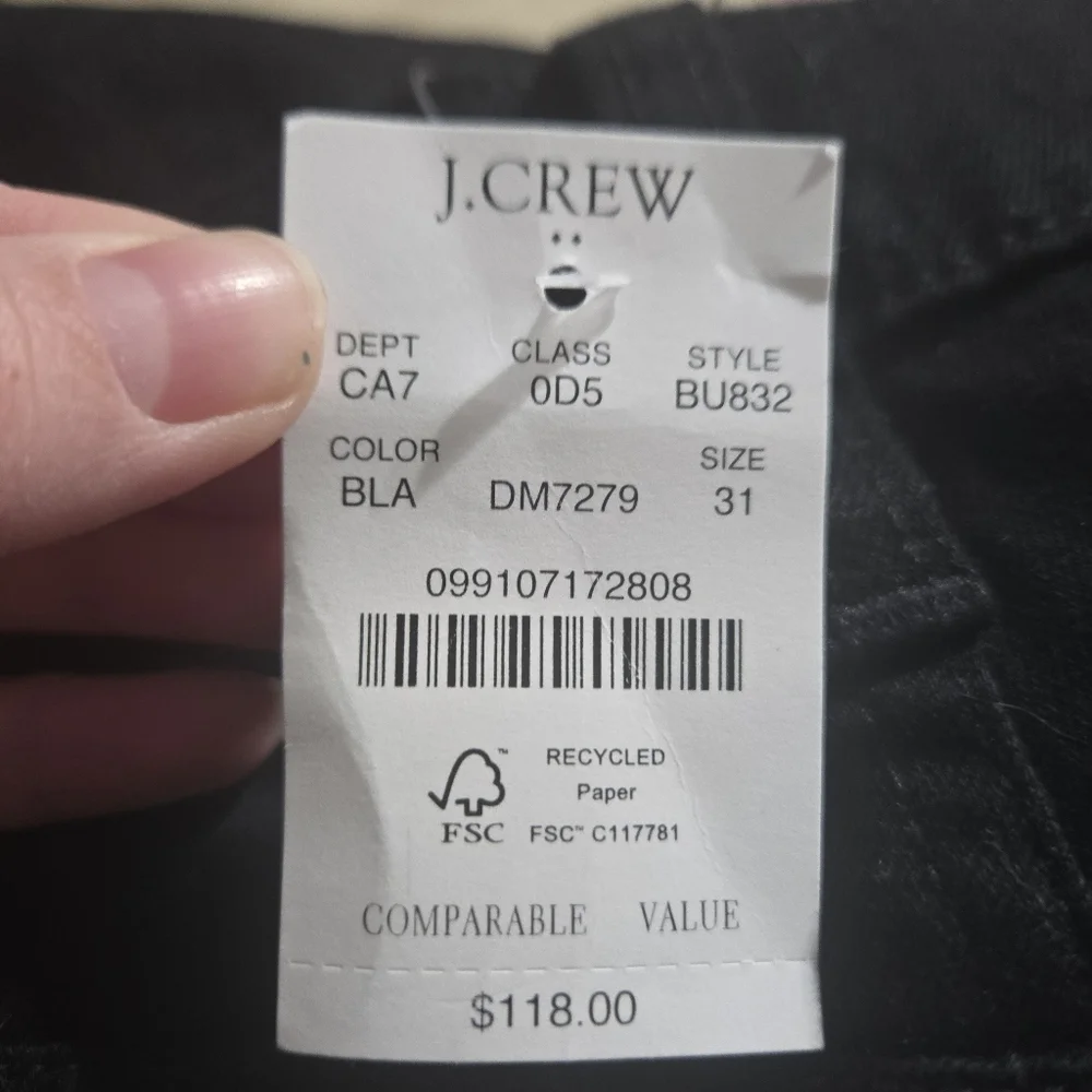J Crew Full Length Wide Leg All Day Stretch Jeans Black NWT